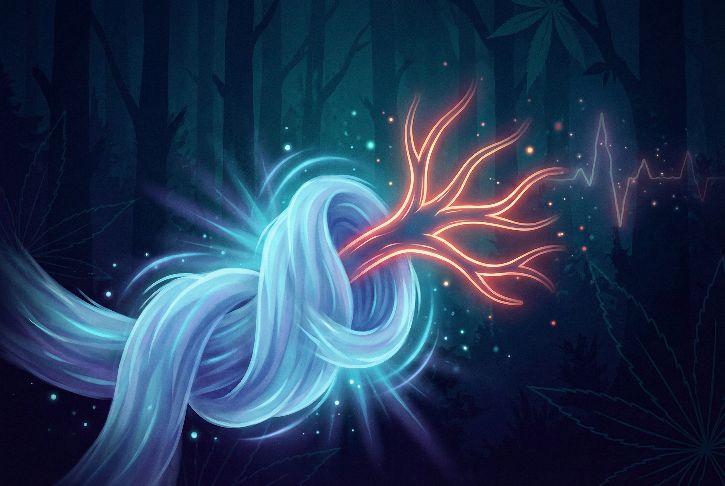 A conceptual illustration of a nerve ending being wrapped in a soft, cooling blue insulation. The background is dark, emphasizing relief and the cessation of firing pain signals.